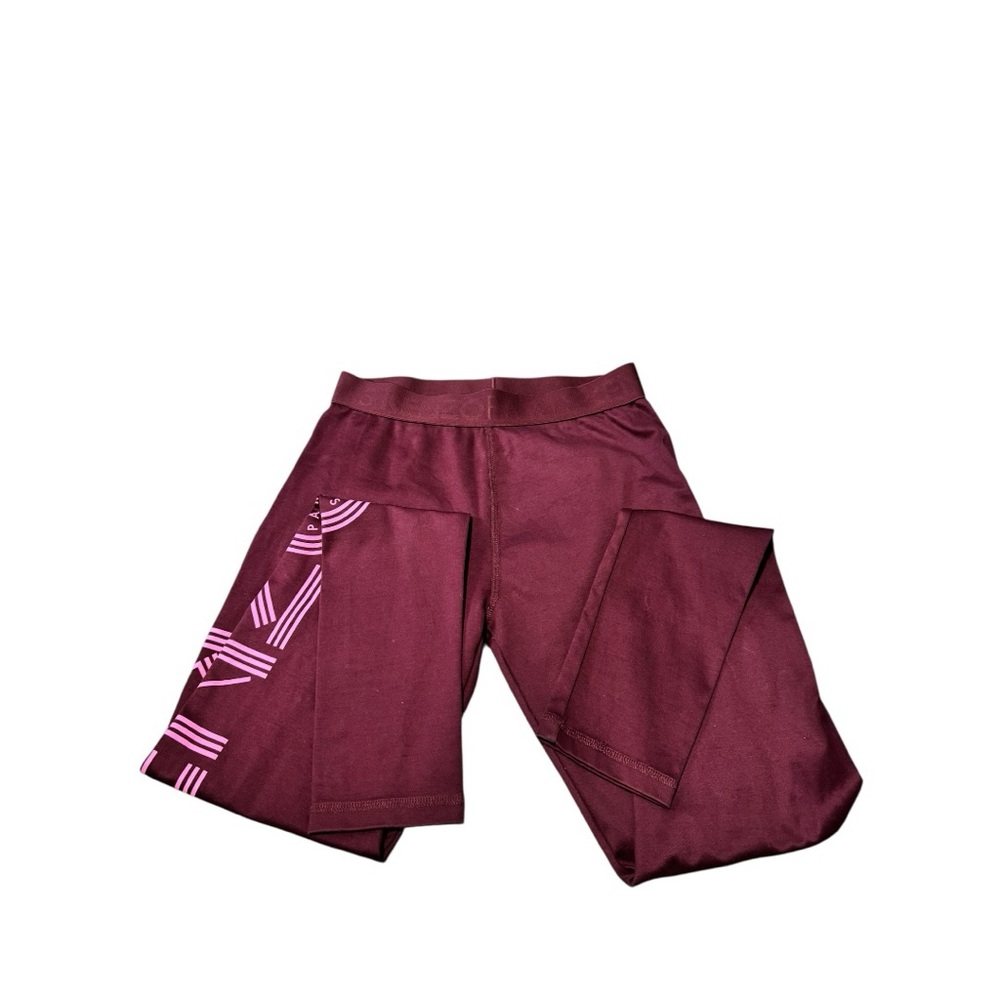 KENZO Paris Logo High Waisted Performance Leggings Burgundy Size S